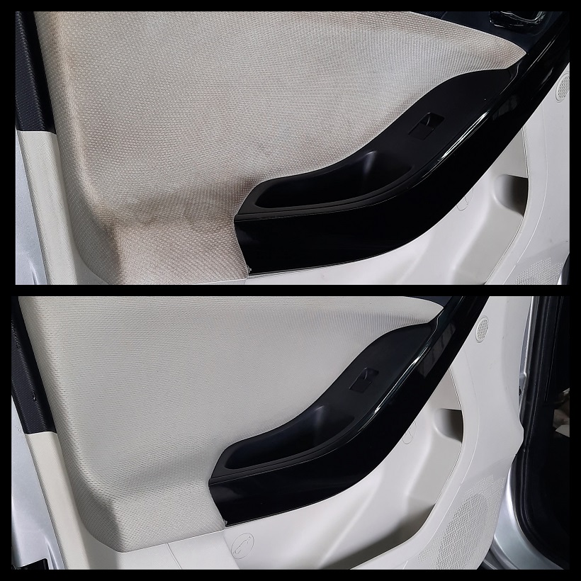 Car-Door-fabric-armrest-Cleaning -Before & After